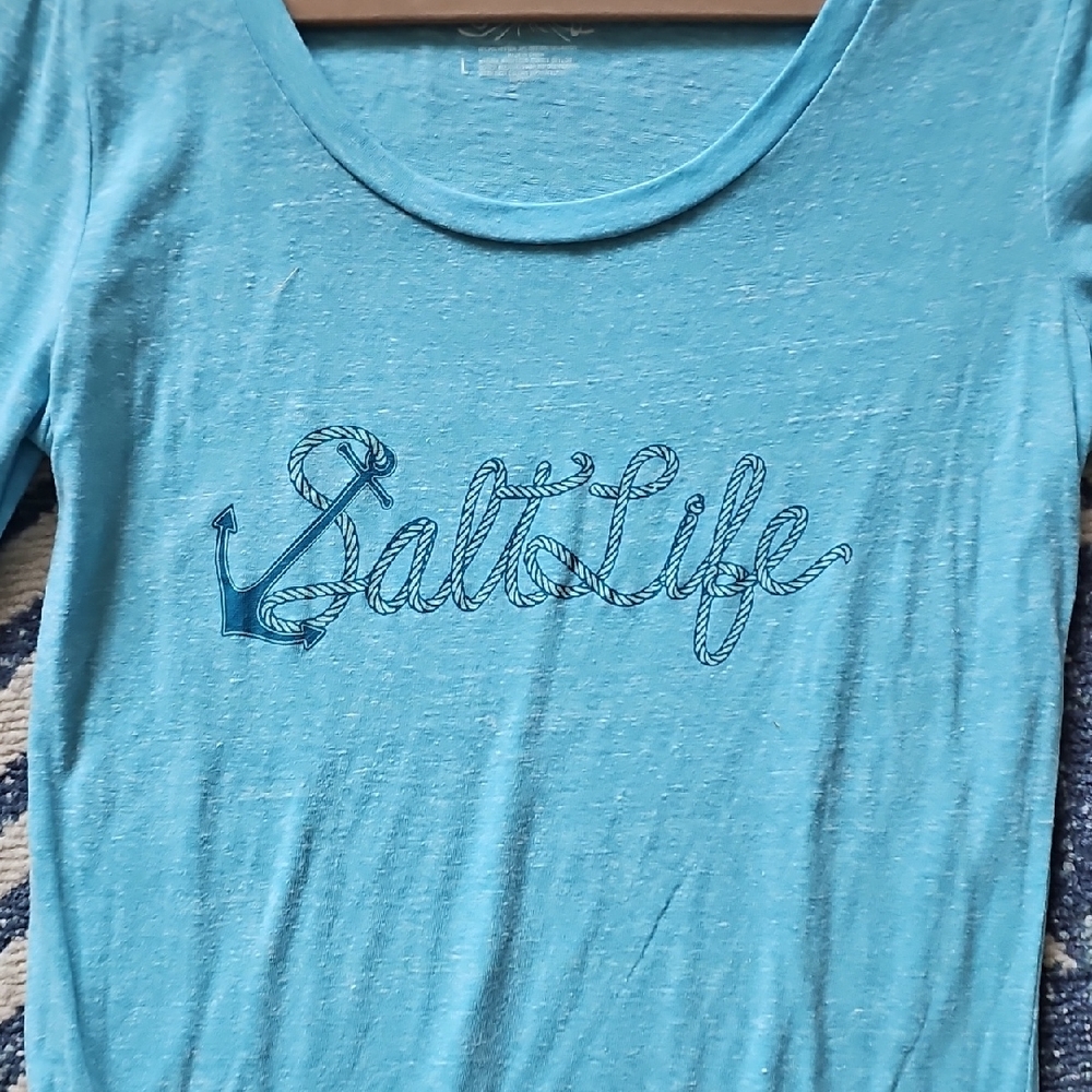 Salt Life Aqua Tee With Anchor Script